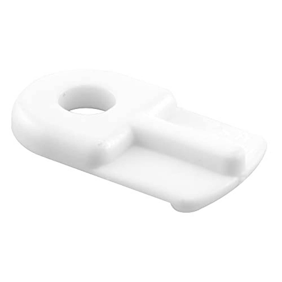 White flush screen clip with screw, side view.