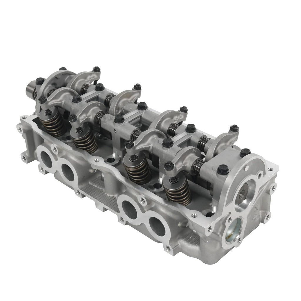 Complete cylinder head assembly with valve springs, rocker arms, and side ports