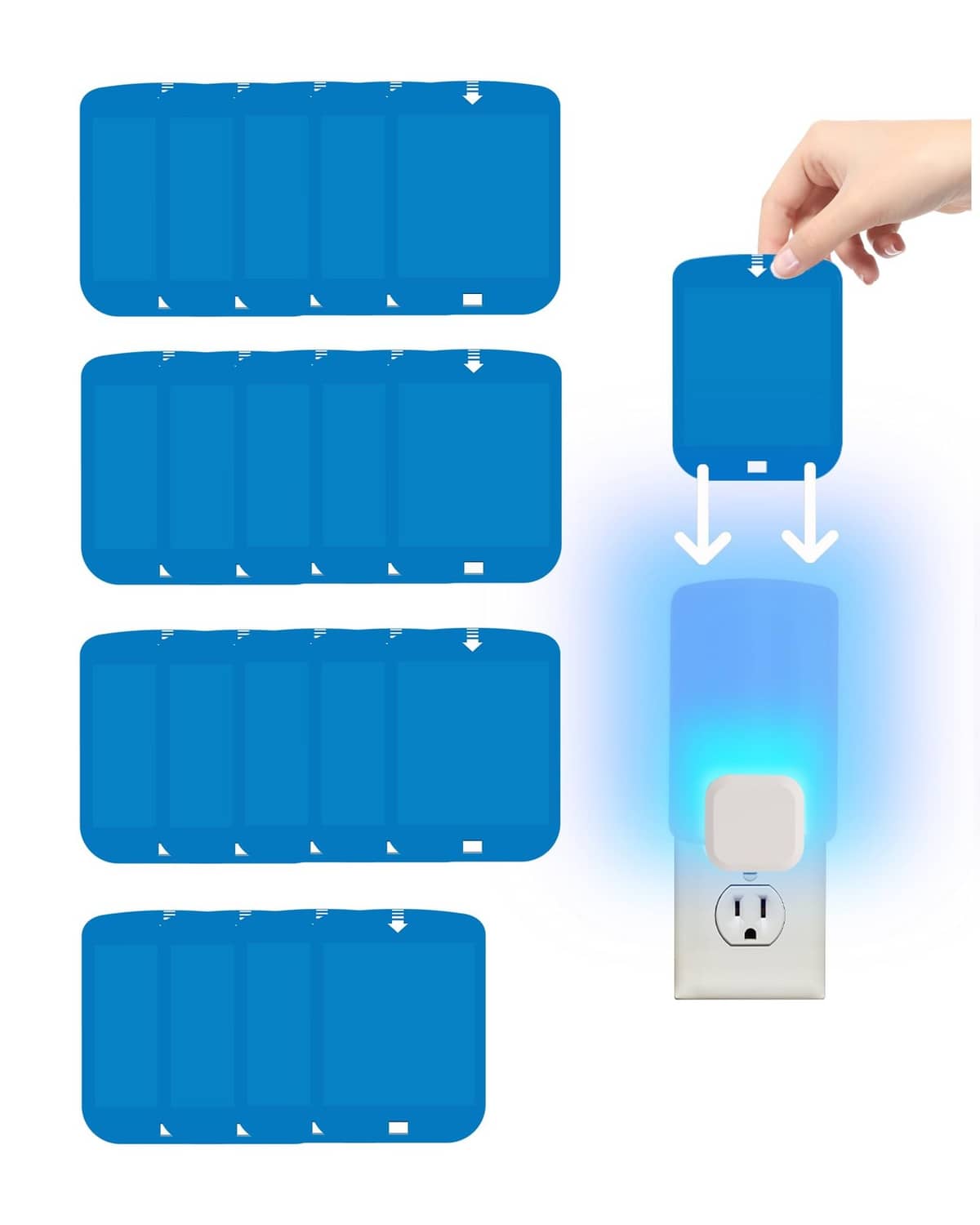 Blue replacement refill cartridges for stem flying insect light trap, multiple cards set