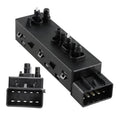 Power seat adjuster switch module with black housing and multi-pin connector