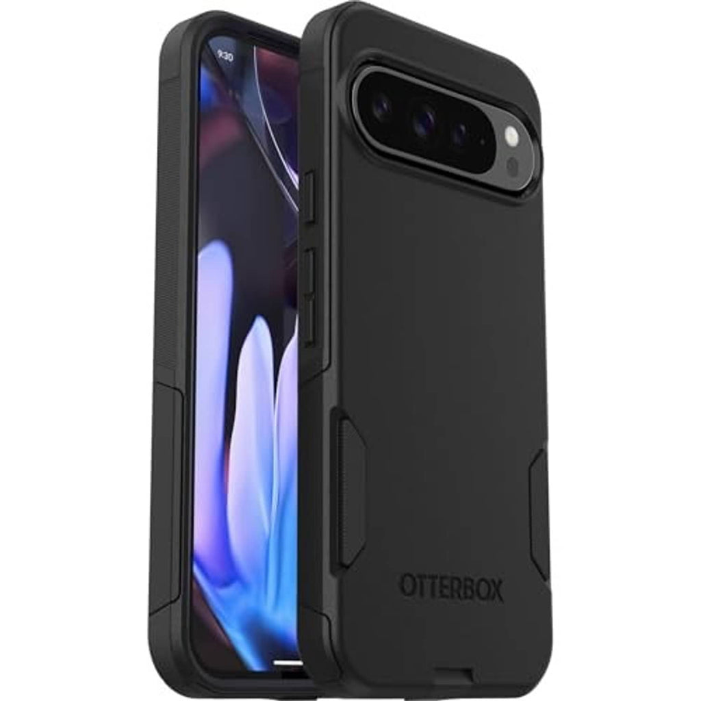 Black OtterBox case with dual camera cutout and textured sides