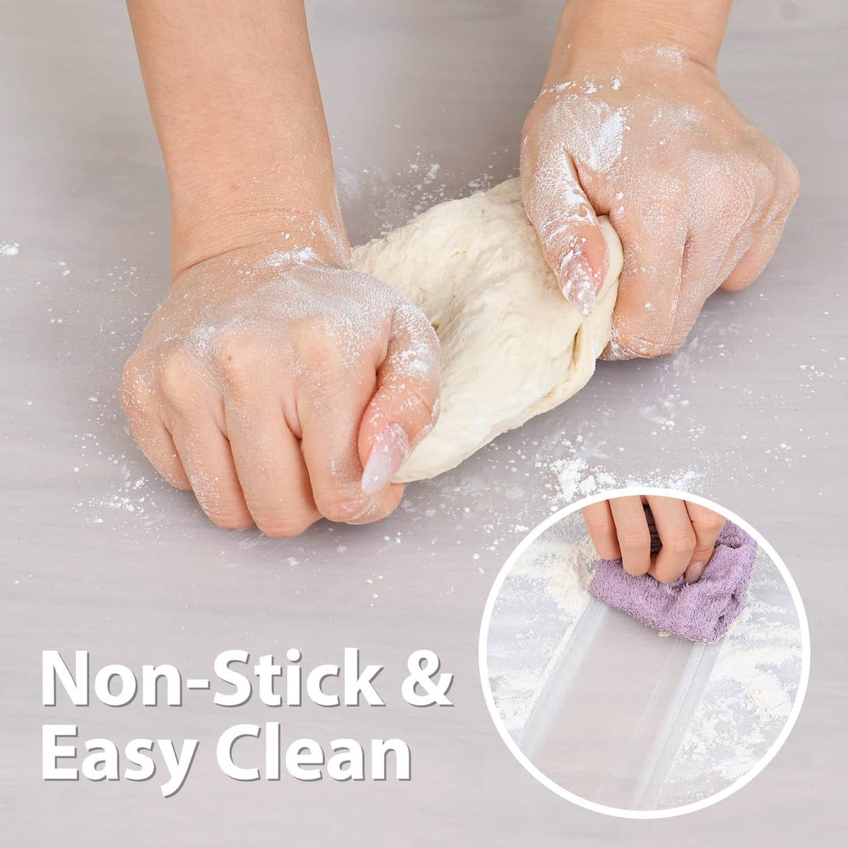 White translucent silicone counter mat sheet, non-stick and easy-clean surface