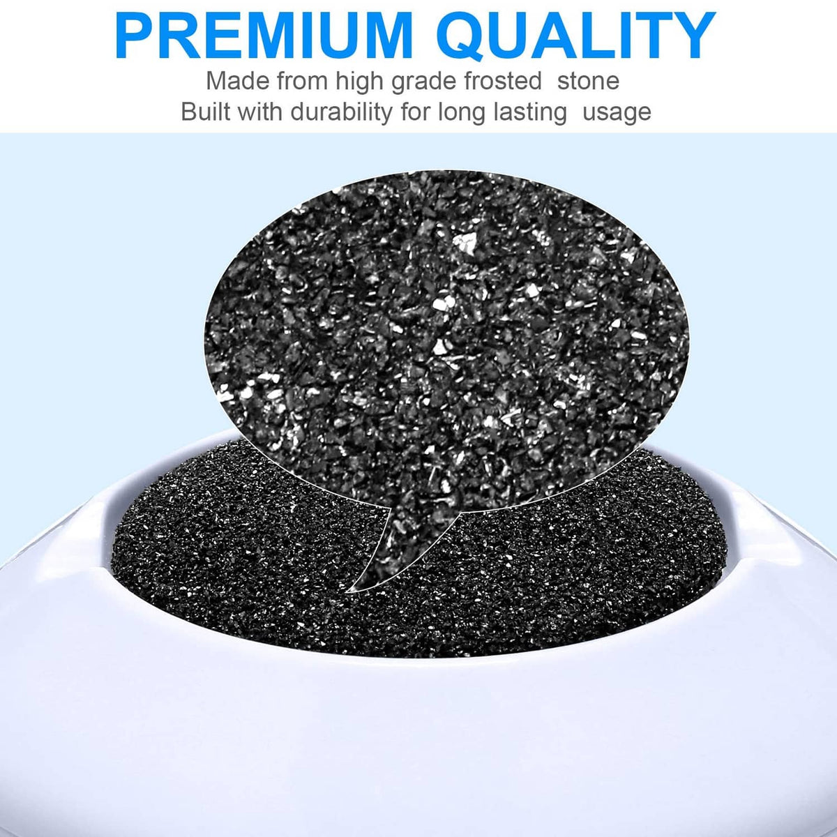 Stacked round black coarse abrasive pads for a foot grinder head