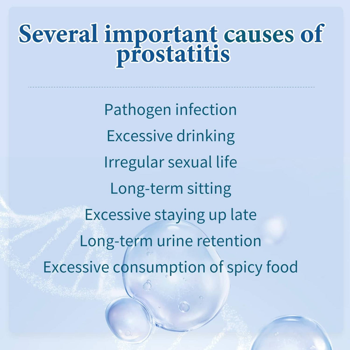 Prostatitis PSA causes information panel with bulleted risk factors text