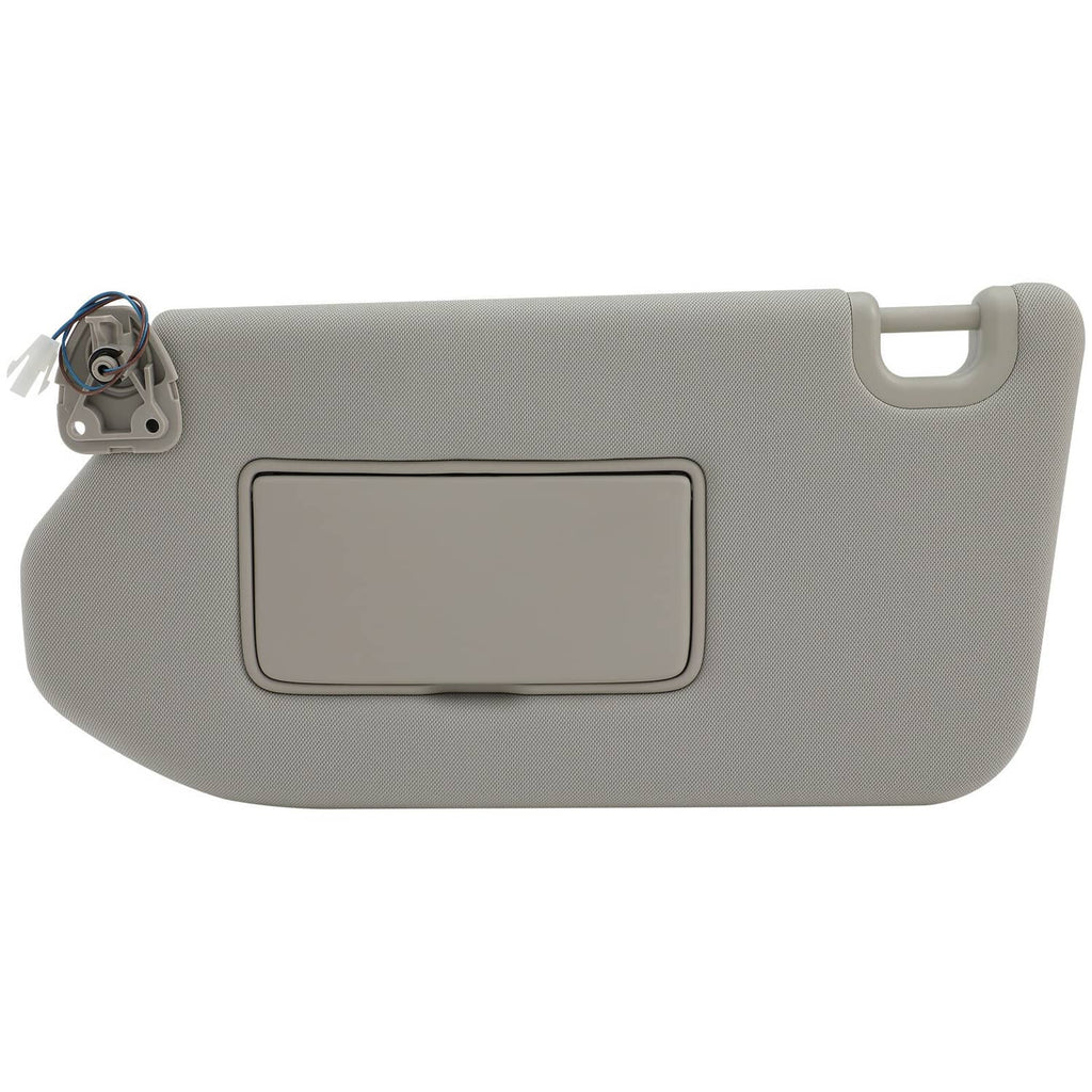 Gray left driver sun visor with rectangular lamp and mirror panels