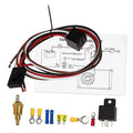 Electric fan relay wiring harness kit with black relay module and bundled cable leads