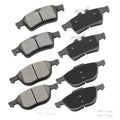Ceramic brake pads set with gray friction pads and dark backing plates, front and rear