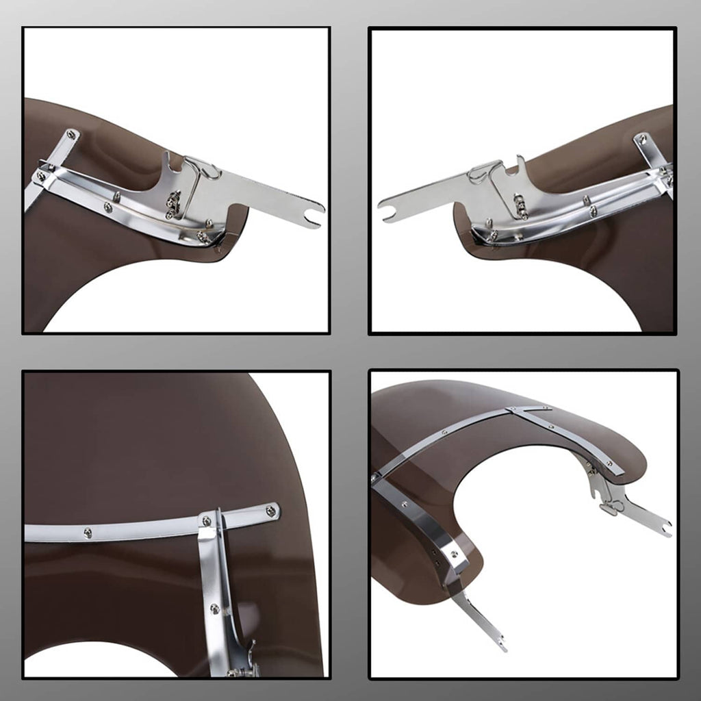 Detachable windshield bracket installation view with mounting arms