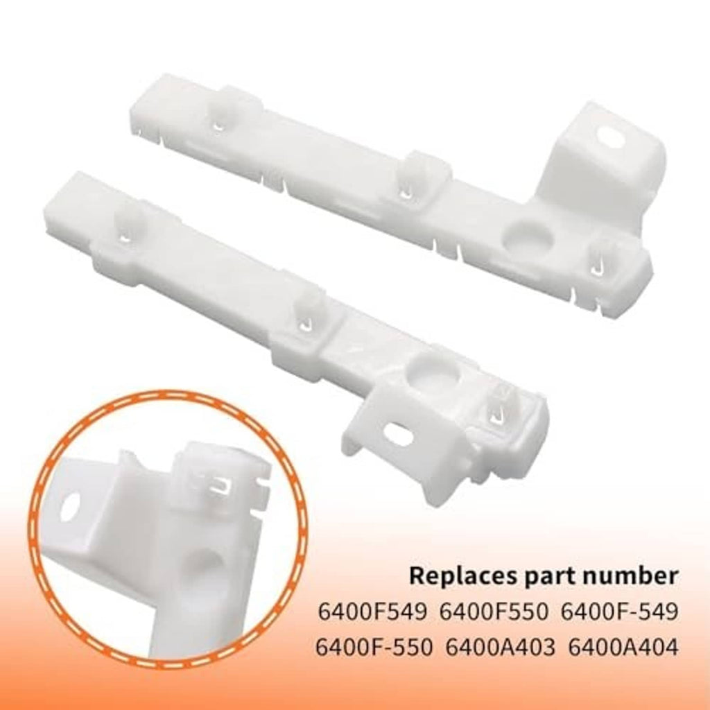 White front bumper grille bracket with replaceable mount area and side holes