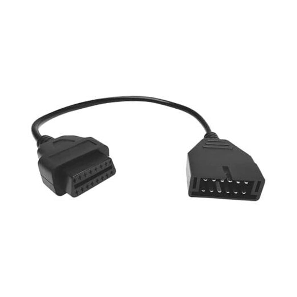 OBD adapter cable with OBD1 12-pin and OBD2 16-pin connectors, black cord