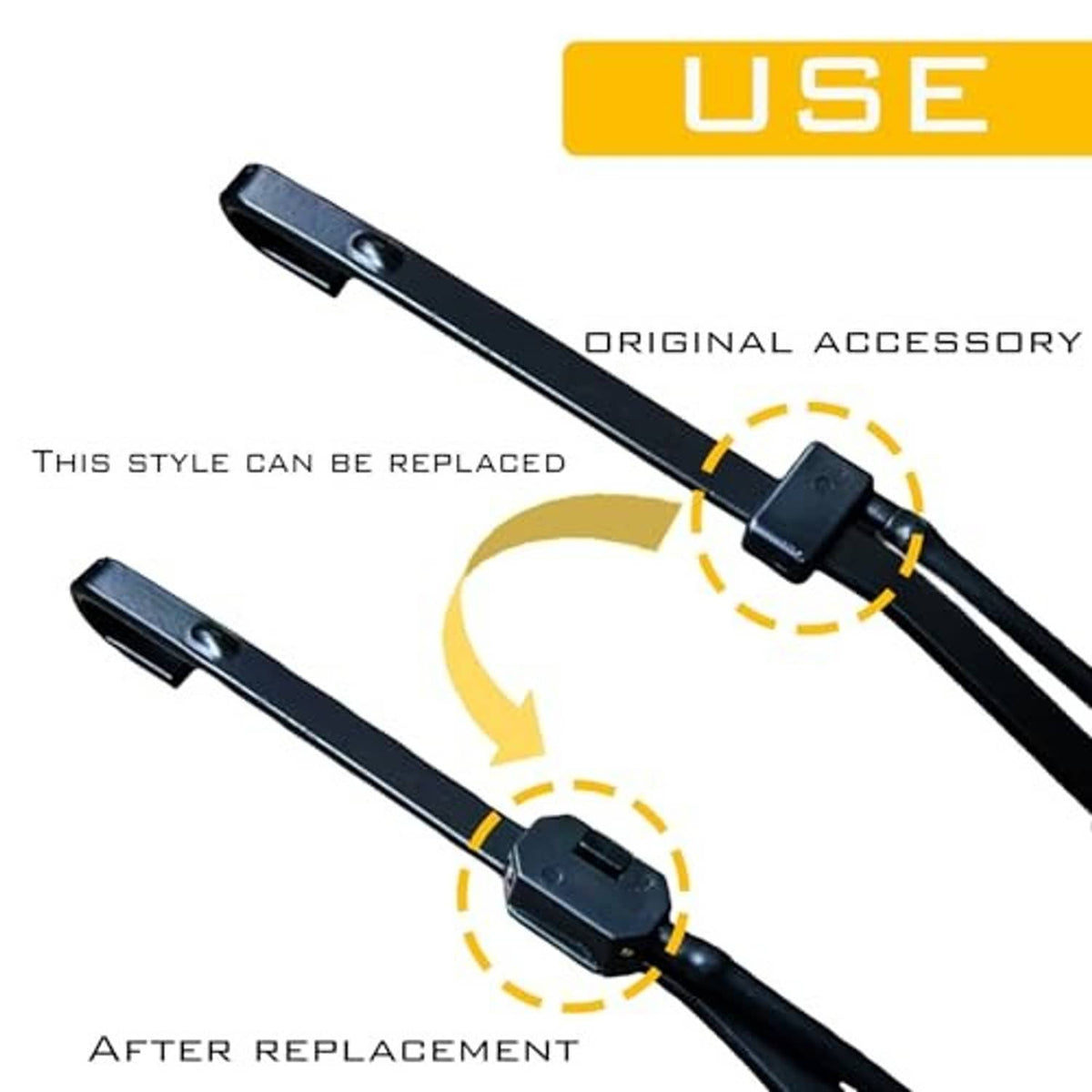 Black washer nozzle replacement style with spray tube and end mounting tabs