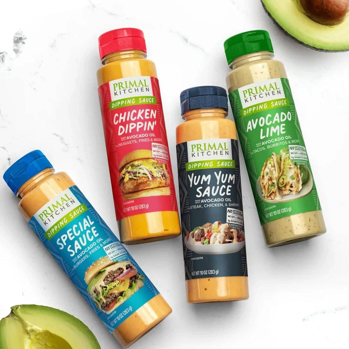 Primal Kitchen dipping sauce assortment with avocado-lime bottle