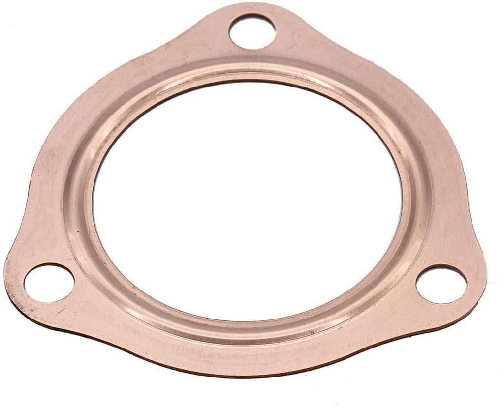 Copper exhaust gasket flange, 3-hole, smooth copper finish, round seal ring