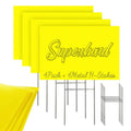 Yellow blank yard signs set with metal H-stakes, 4 pack, 12 in x 18 in