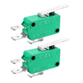 Green hinge-lever SPDT limit switch with metal terminals