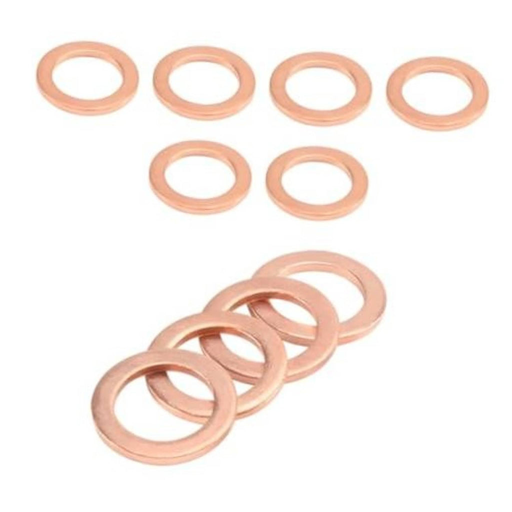 Copper oil drain plug seal rings, round crush gaskets, 10-pack