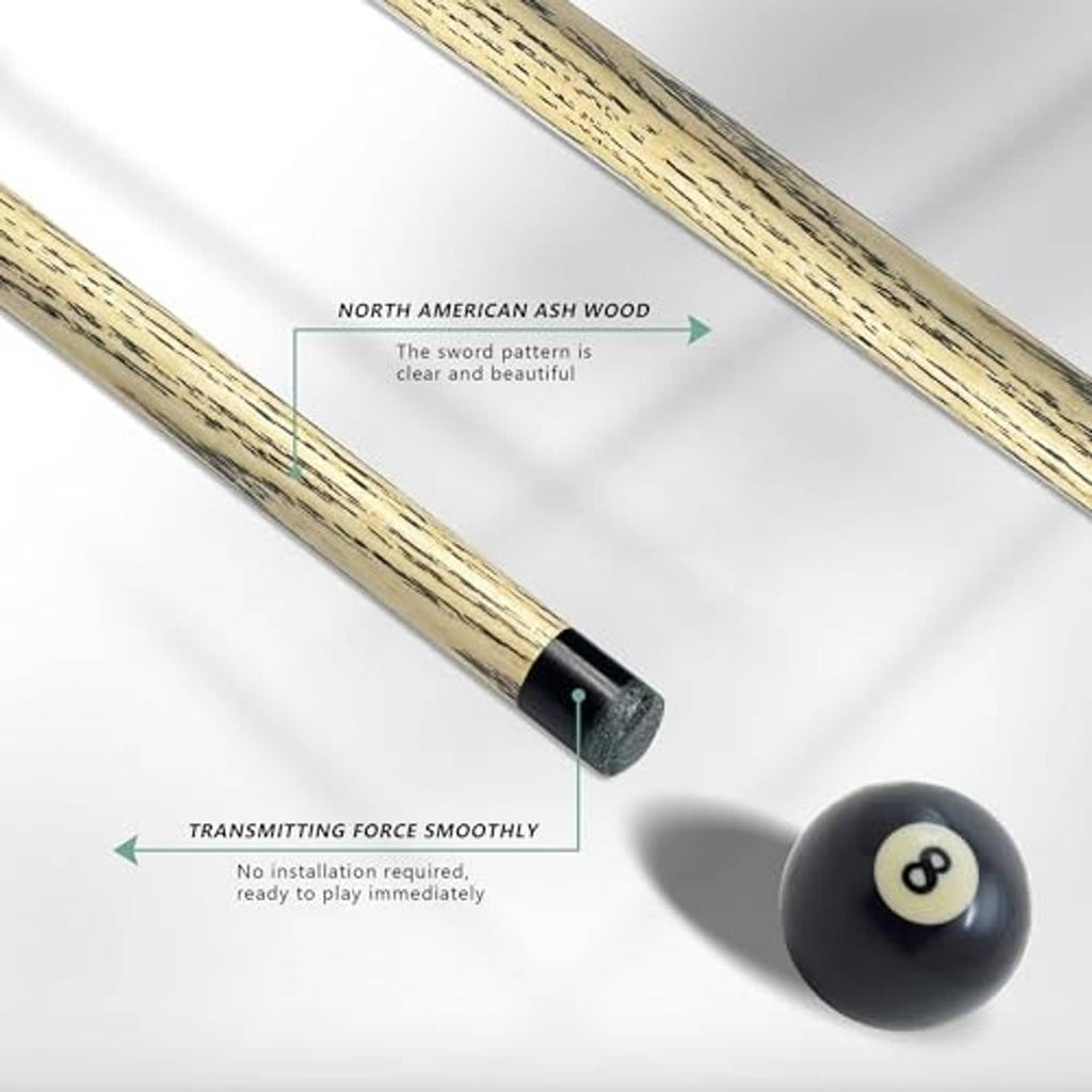 Pool cue shaft in speckled light wood with dark tip