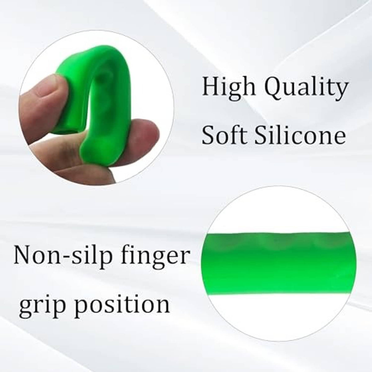 Green non-slip silicone finger grip cover, curved shape