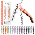 2-pack wine key set with orange handles, silver cork extractors, and box display