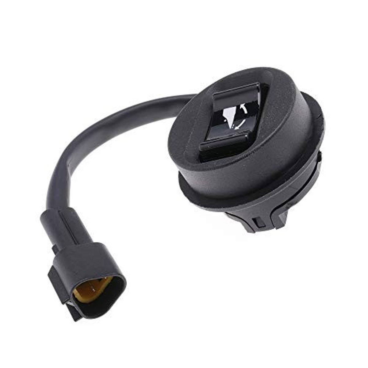 Black trim and tilt switch assembly with molded connector and visible switch opening