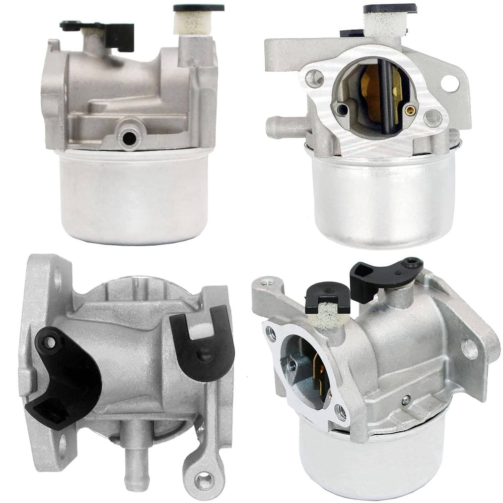 Carburetor replacement with four views of the aluminum body and round air inlet
