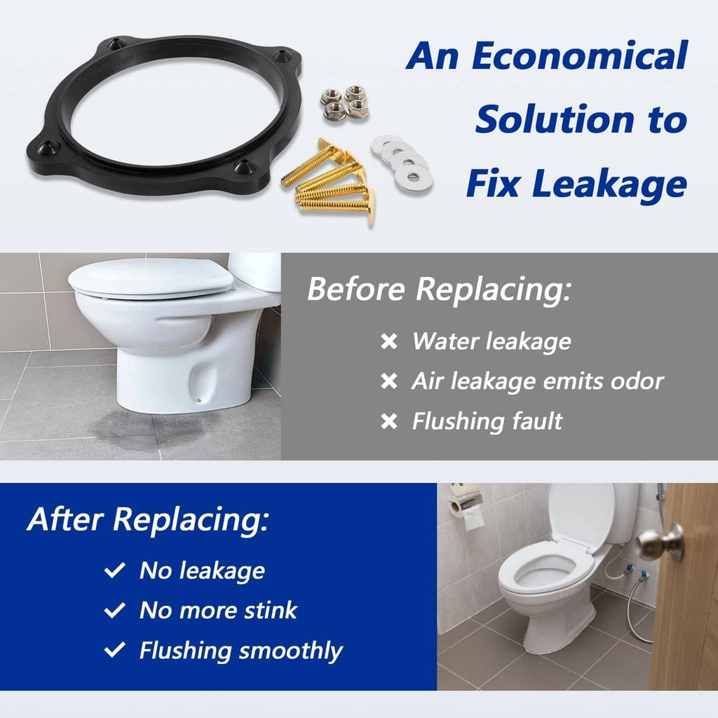 Black flange seal kit with T-bolts and washers for replacing leaking toilet seals