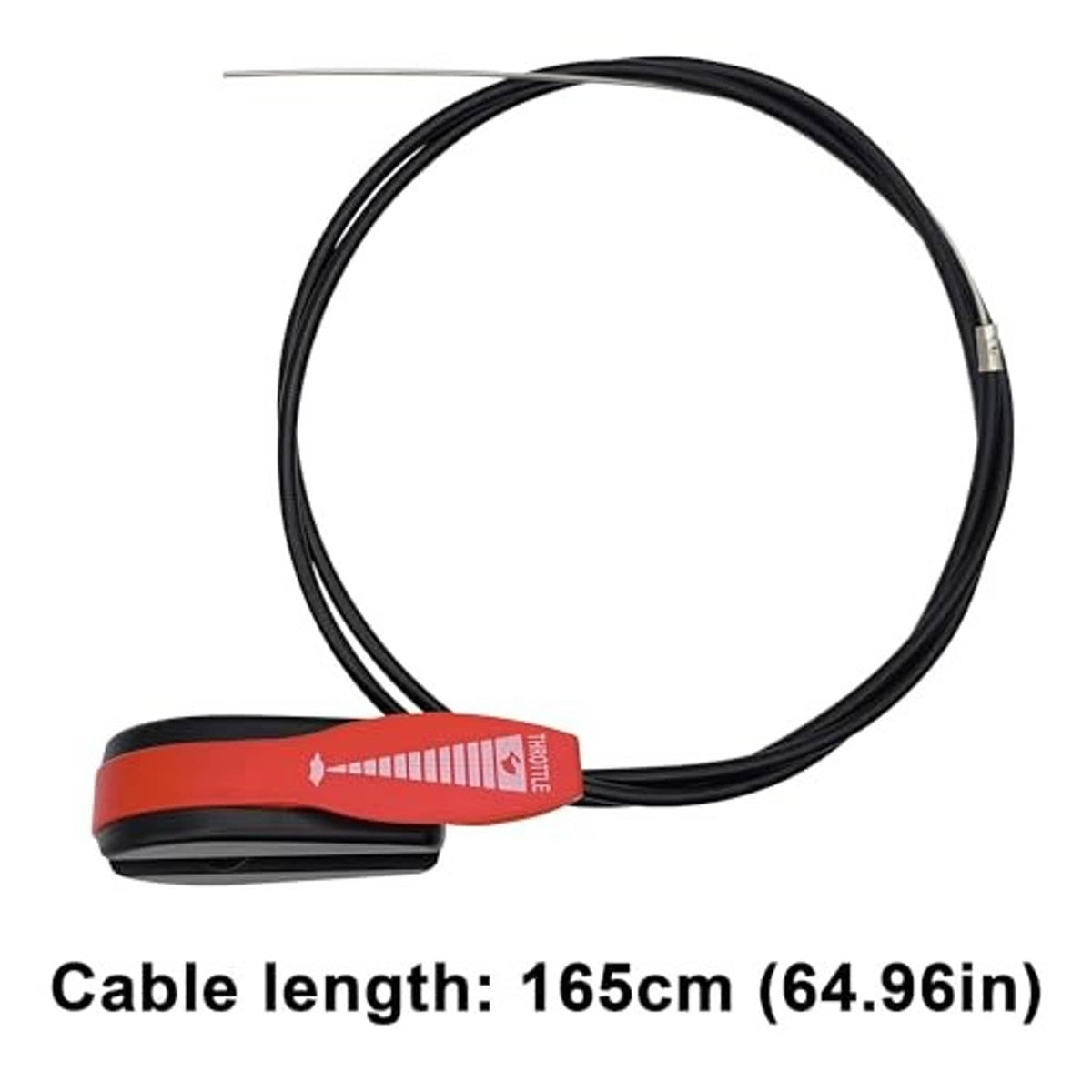 Throttle cable switch with black cable and red-and-black lever handle