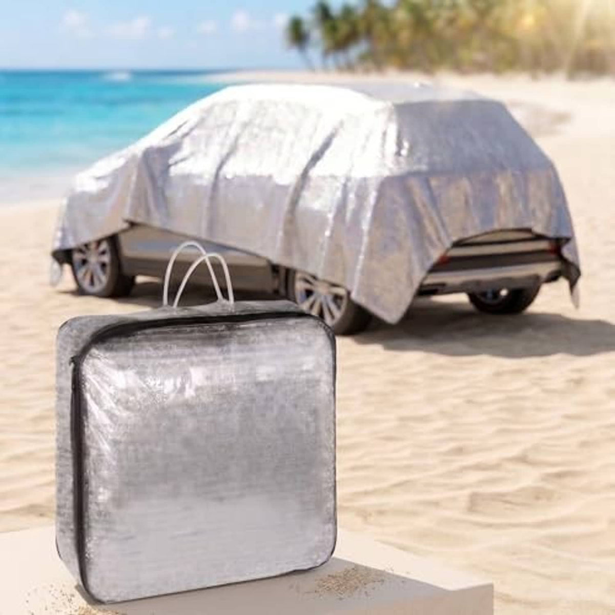 Reflective aluminet shade cloth kit, silver reflective fabric with carry bag and vehicle cover