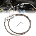 Throttle cable assembly with braided stainless steel housing and silver adjuster hardware
