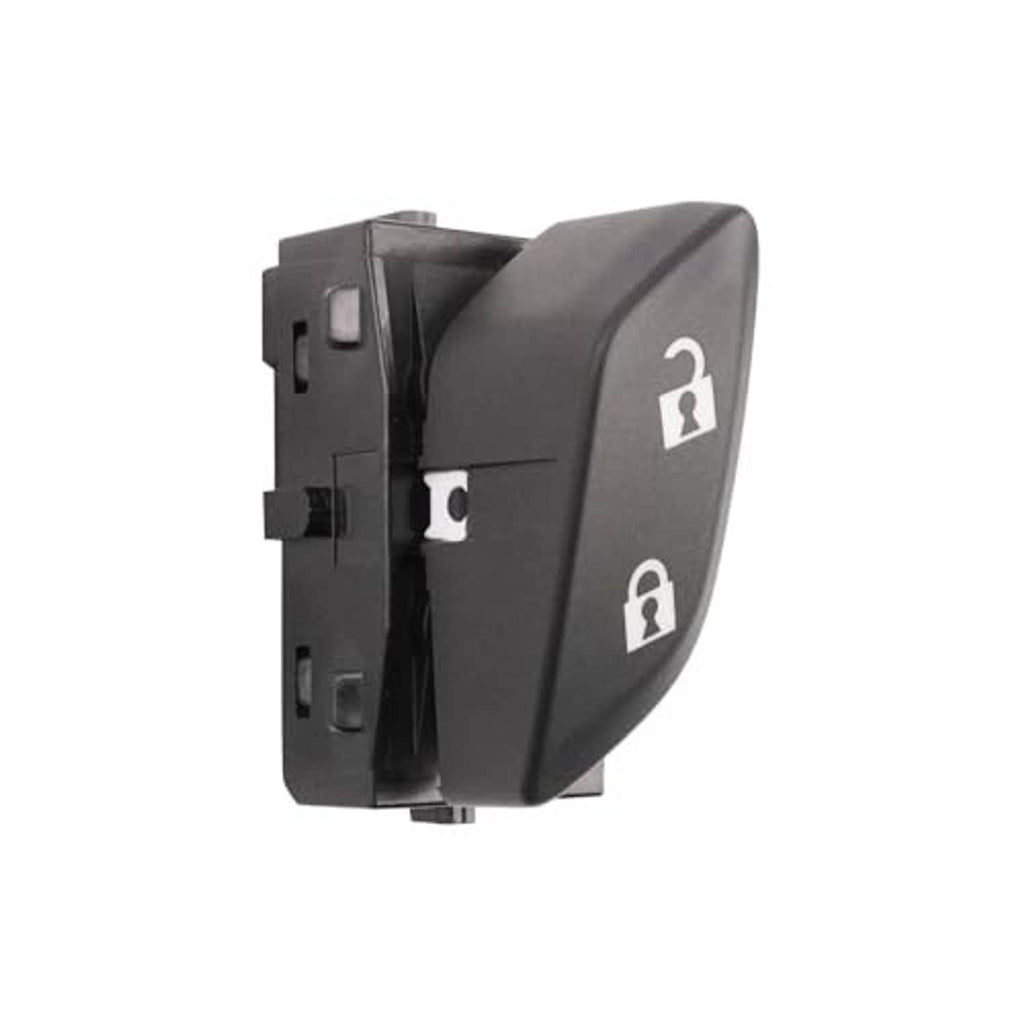 Gray and black door lock switch assembly with lock icon on bezel
