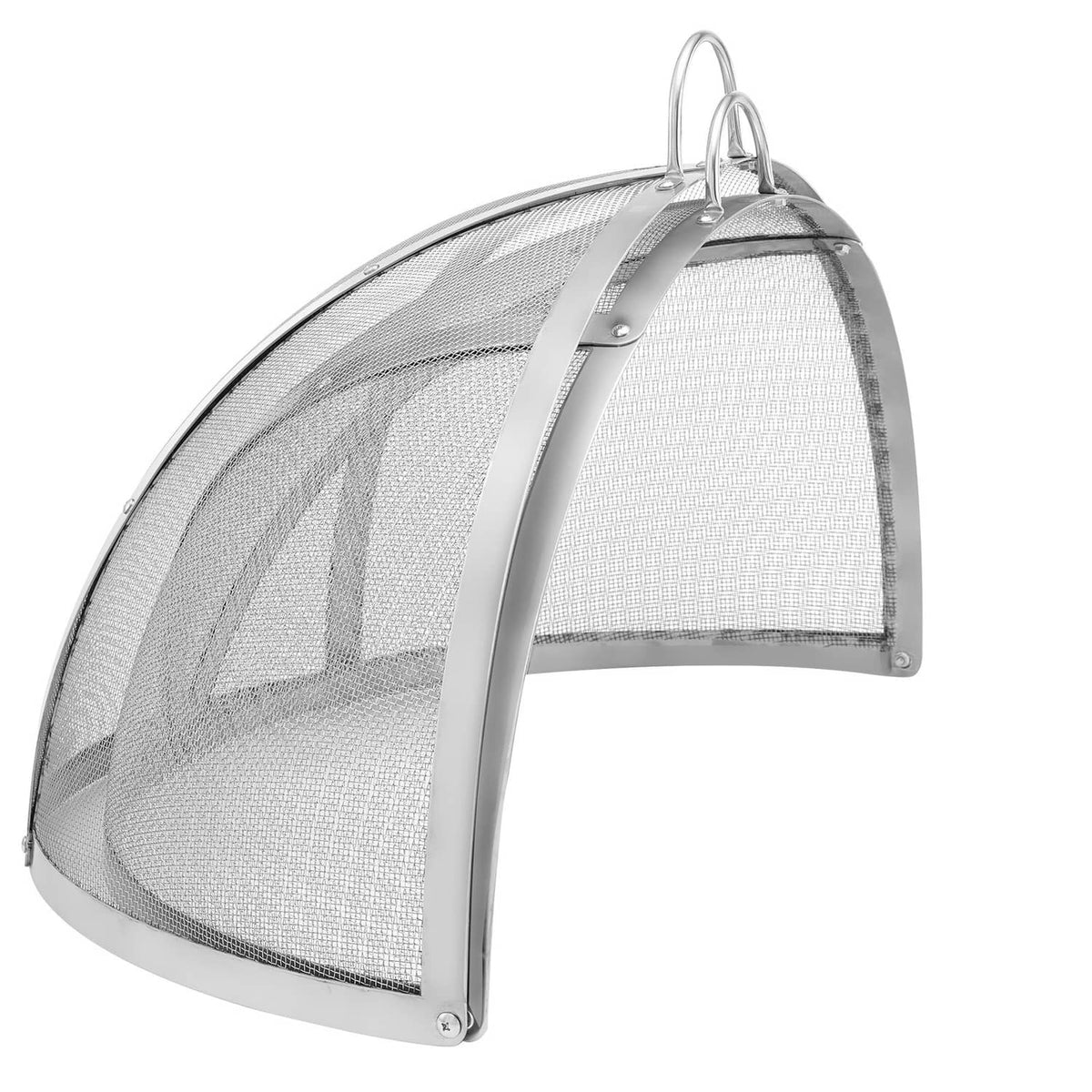 Stainless steel round spark screen cover lid with hinged mesh side panels