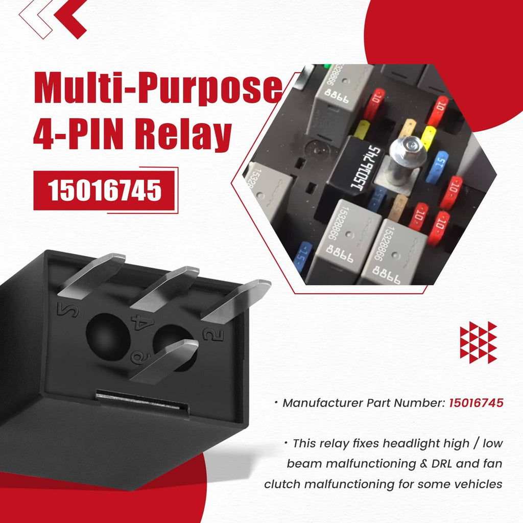 Black multi-purpose 4-pin relay with three blade terminals and mounting bracket