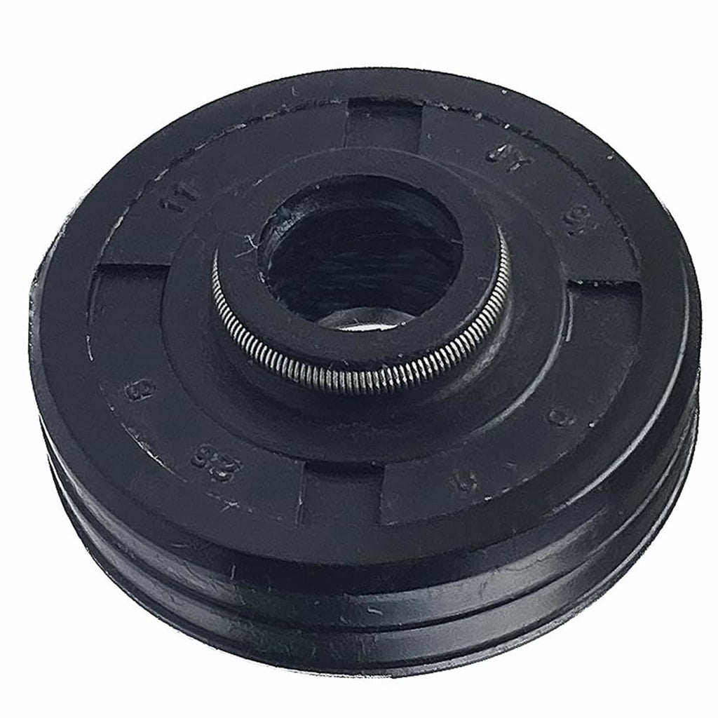 Dishwasher motor shaft seal, black rubber with metal garter spring
