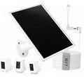 10W solar panel charger with USB-C cable and white mounting bracket, black glass