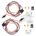 Dual electric fan relay wiring kit with red and black wires and brass connectors