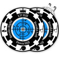 Golf bubble ball marker set, black and white with blue level dials (2 pack)
