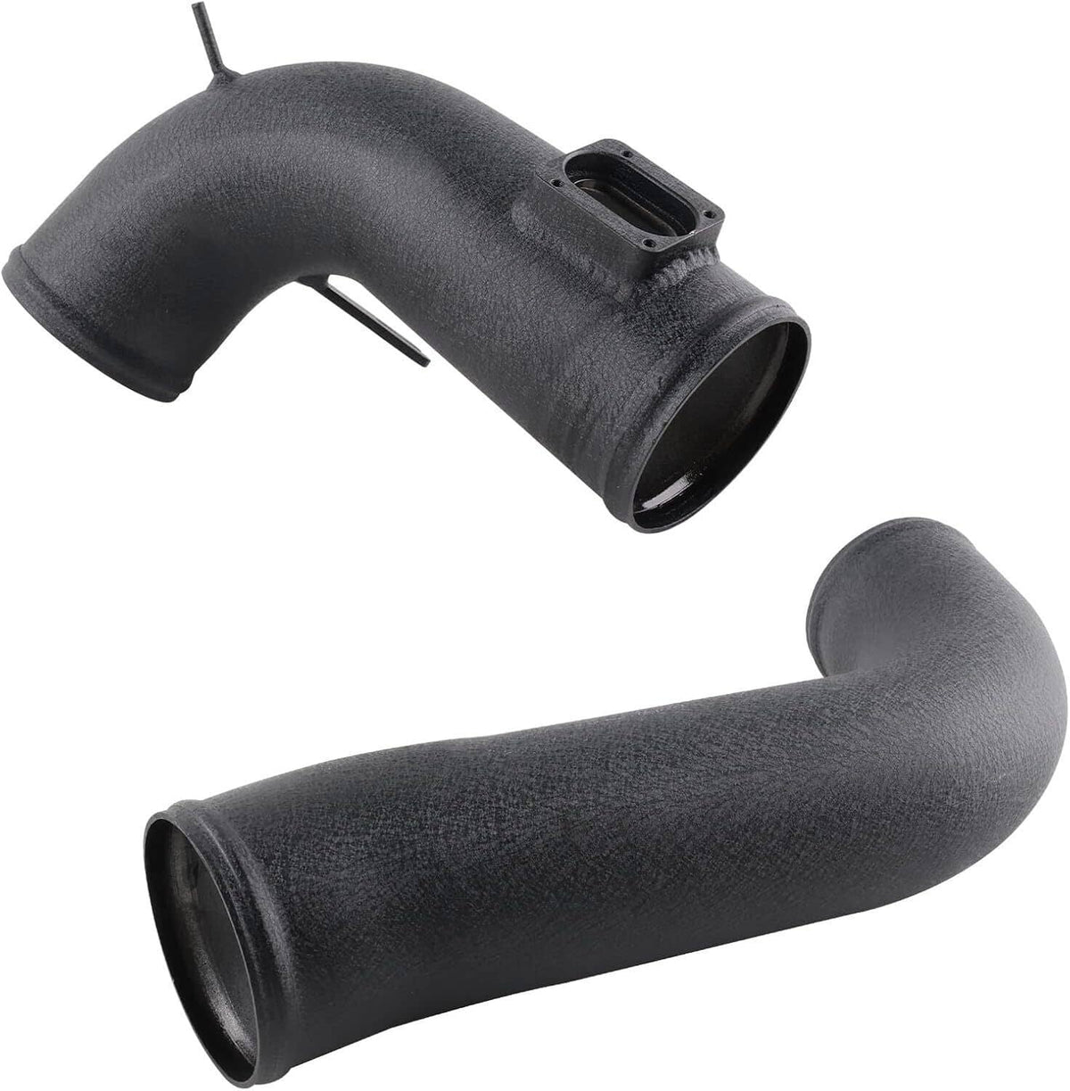 Cold air intake kit: black textured rubber intake hoses with coupler and clamp mounts
