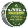 Tea tree balm tin, green label marked VO VITAL AFFAIR, 4 oz size