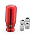 Red 6-speed weighted gear shift knob with top numbers and four silver threaded adapters