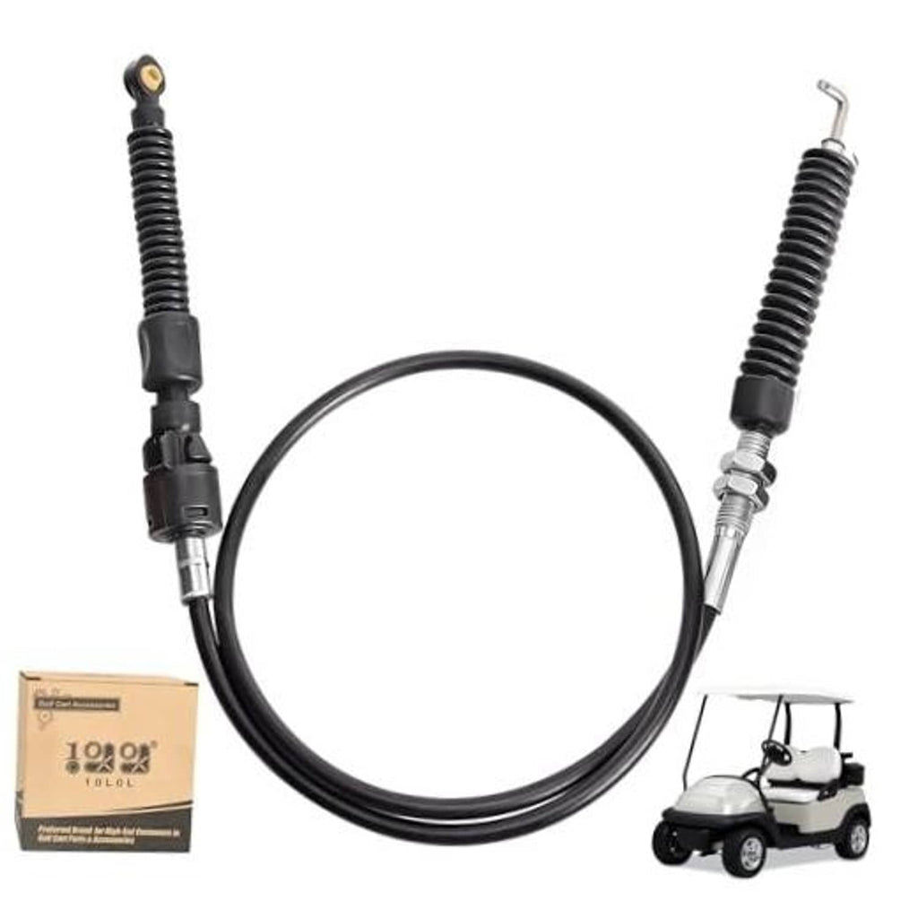 Pair of golf cart shift cables with black springs and silver clevis connectors