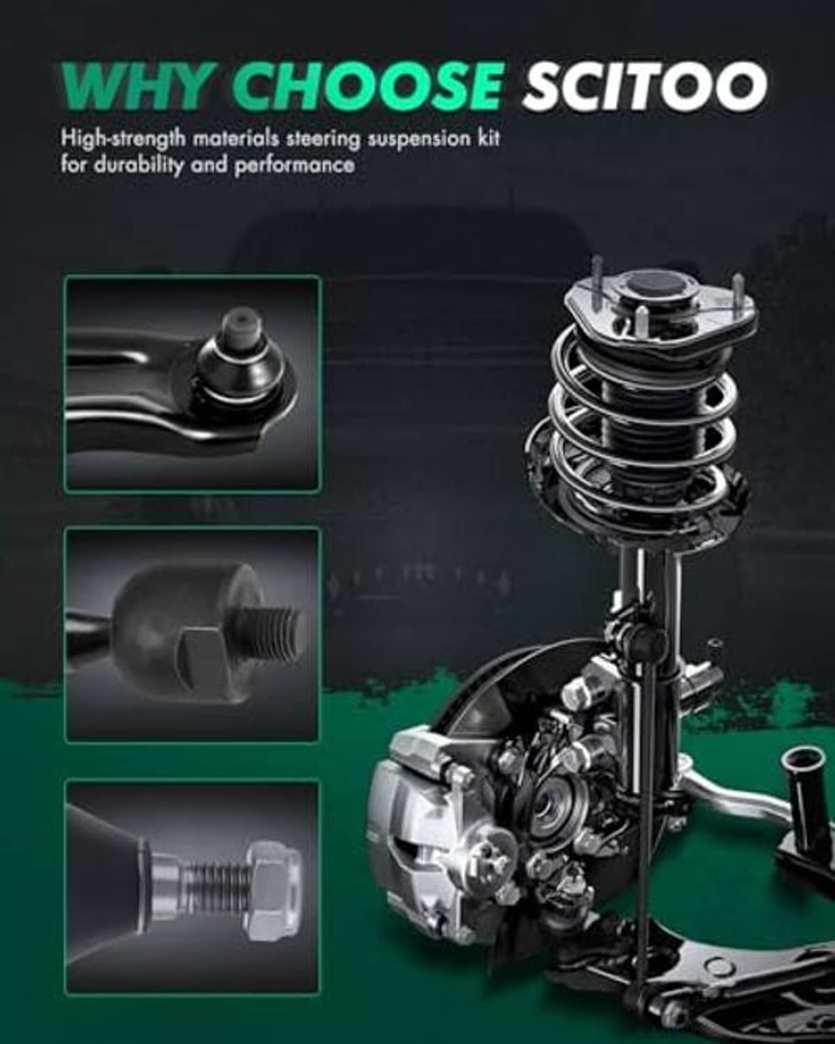 Suspension ball joint kit showing strut assembly and related replacement parts