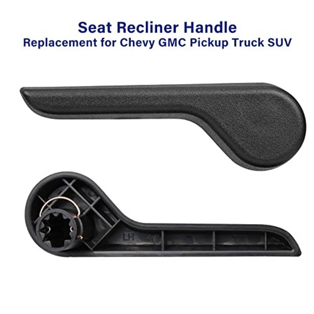 Black seat recliner handle lever with underside mounting clip shown