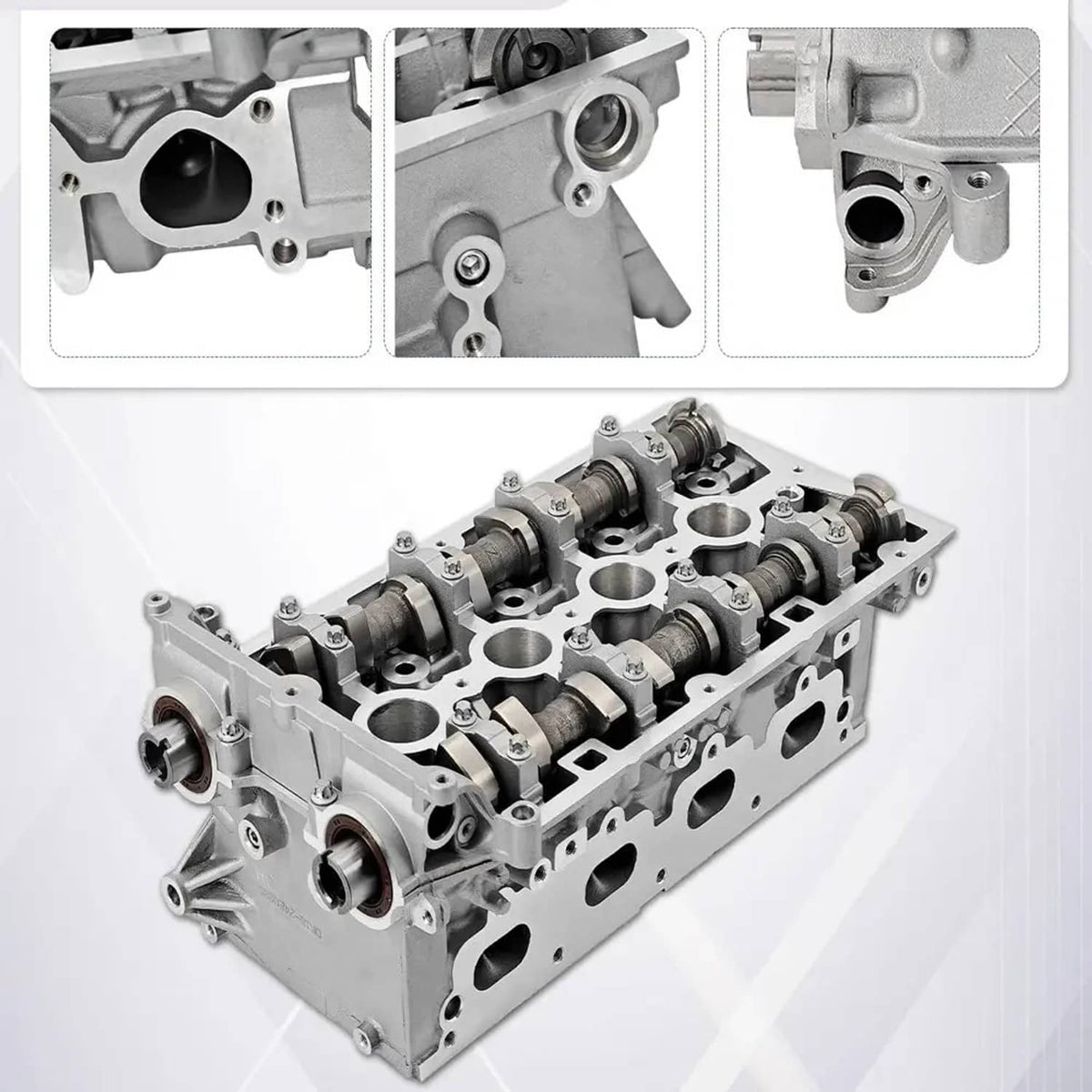 Cylinder head with dual camshaft setup and multiple intake/exhaust port holes