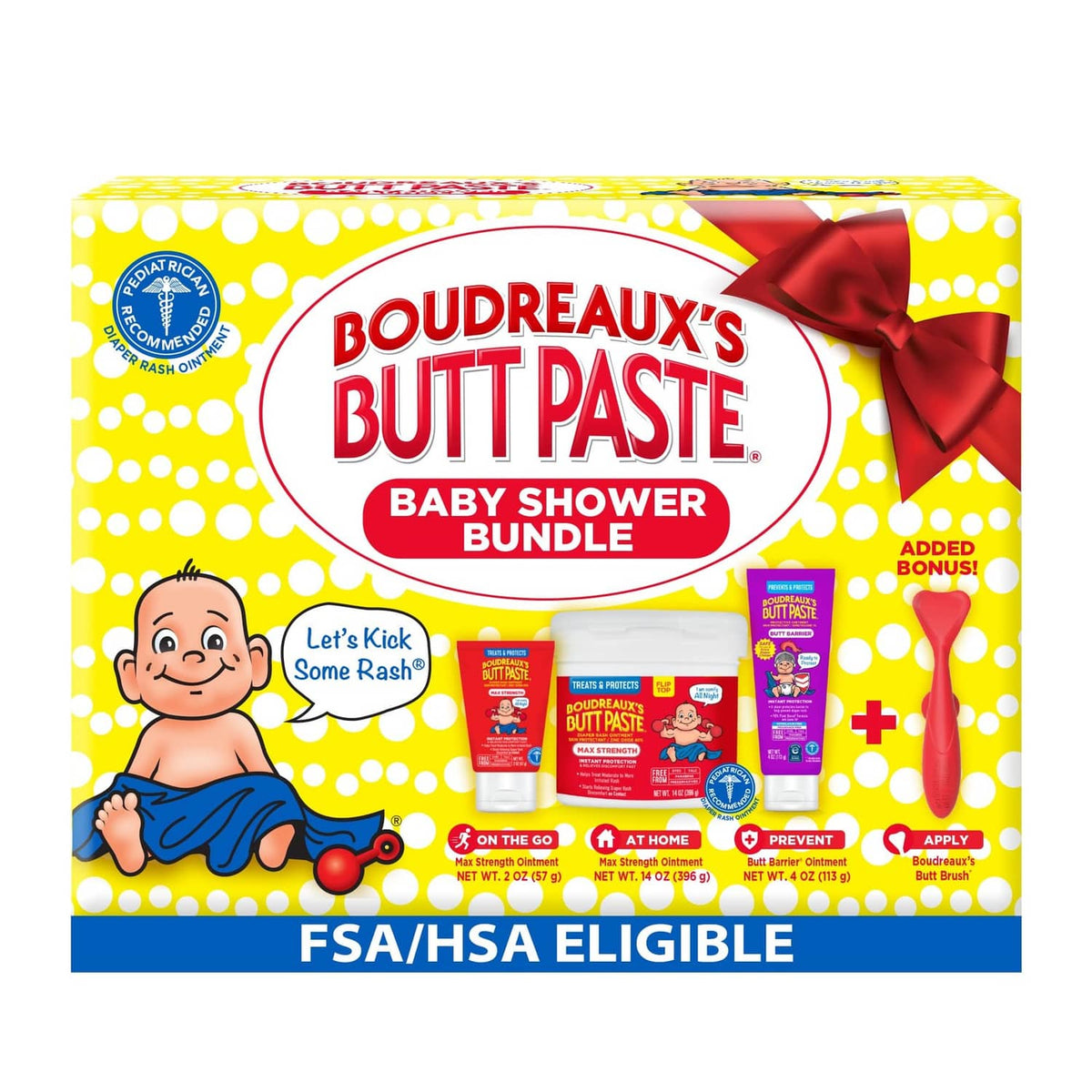 Baby Shower Bundle gift box with Boudreaux's Butt Paste and ribbon