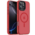 Red Yzoiko magnetic phone case for iPhone 16 Pro Max, camera cutout and buttons