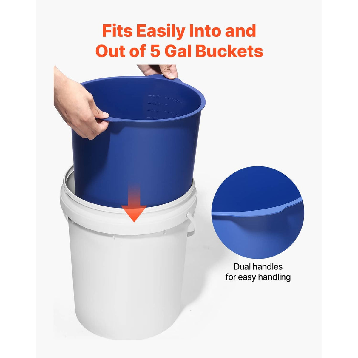 Blue silicone liner with dual handles band around rim for easy handling