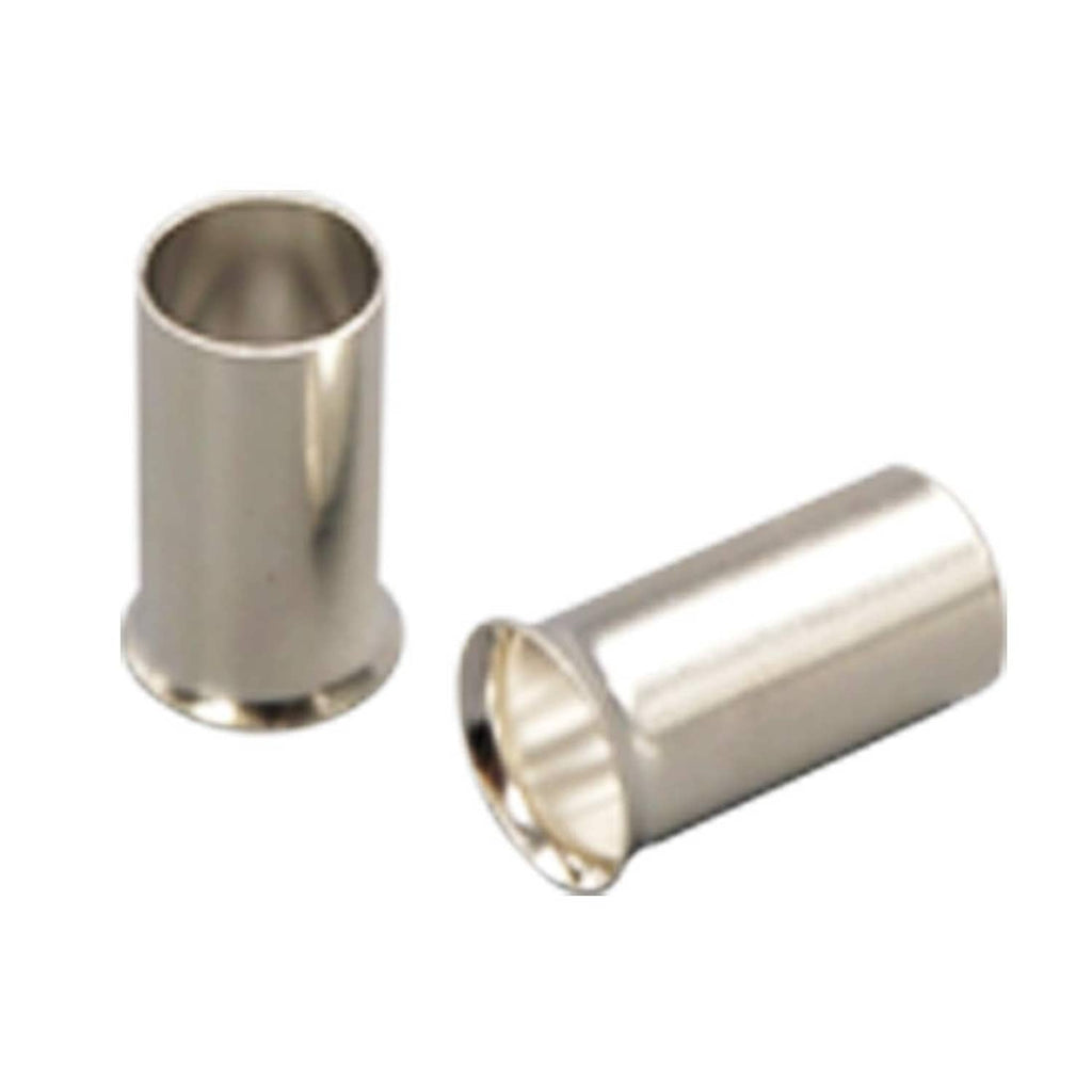 Non-insulated copper wire crimp ferrule pair, open end and crimp barrel