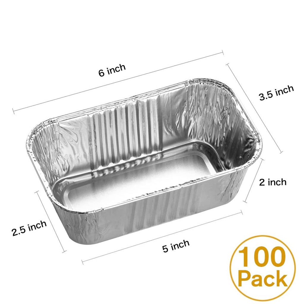 Aluminum mini loaf pan, 6 in x 3.5 in, 1 lb size, rectangular tray