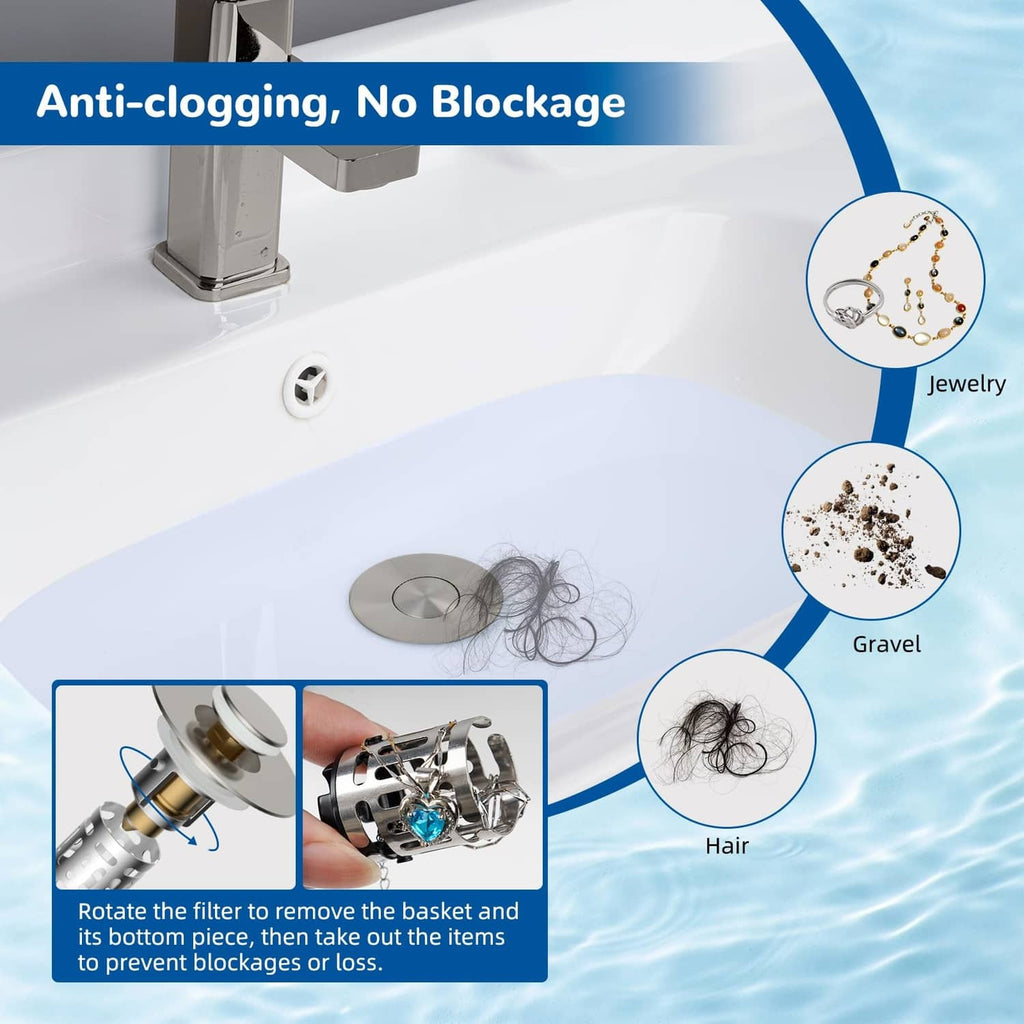 Stainless steel sink drain stopper strainer with round cover and metal filter basket