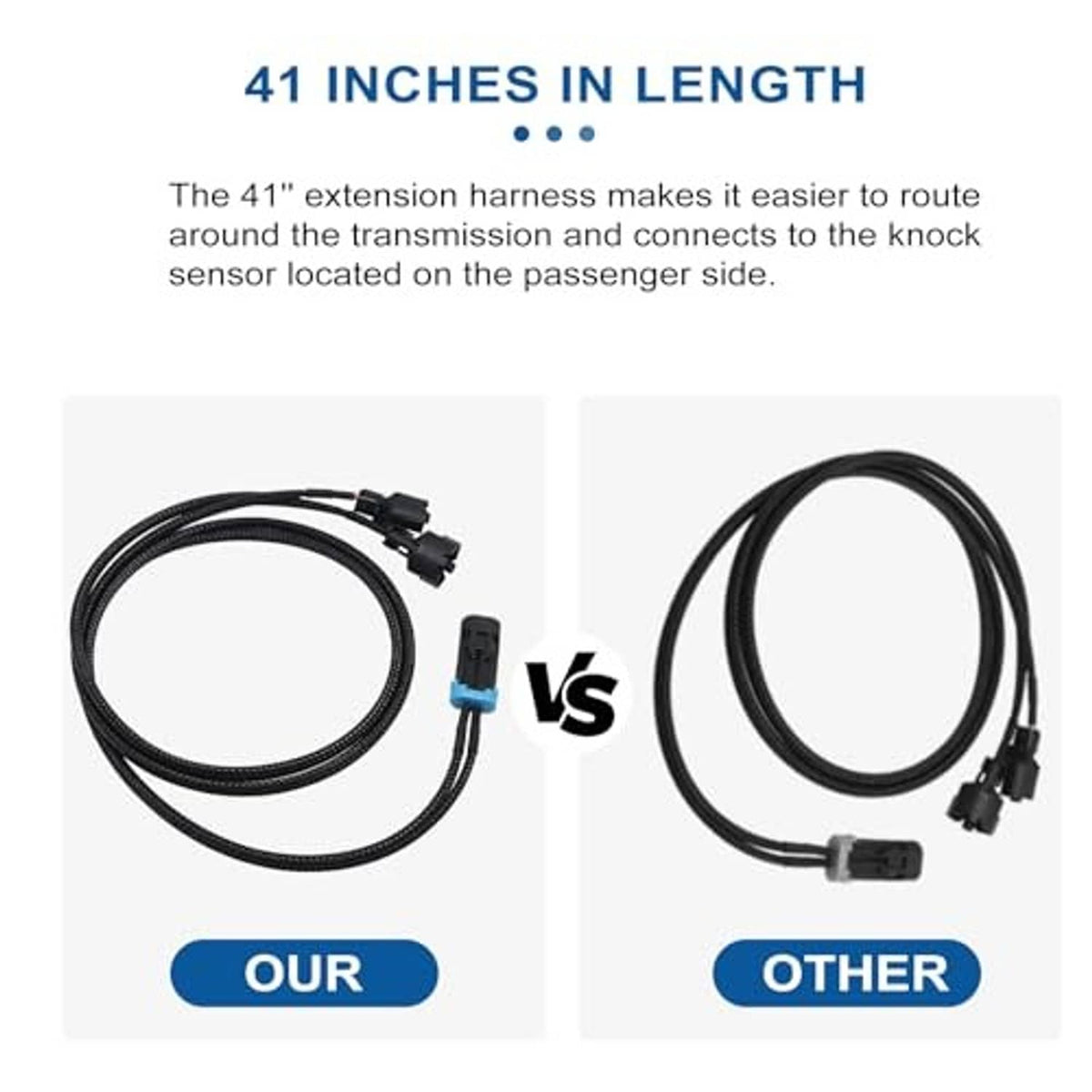 41-inch knock sensor relocation wiring harness kit with connectors and brackets